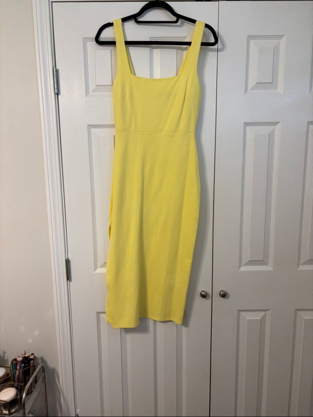 Sunny Square-Neck Midi Dress in Yellow